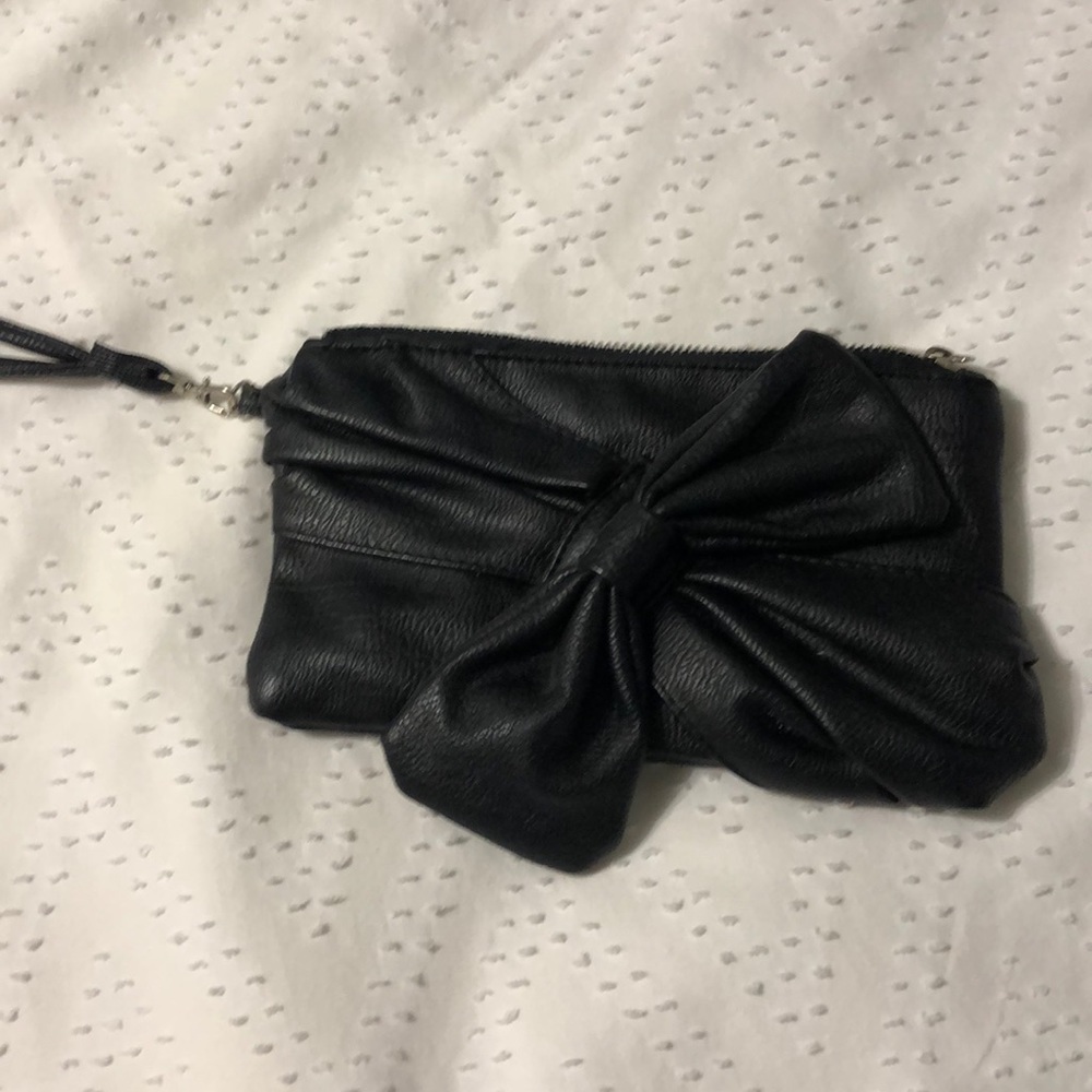 Faux leather bow clutch